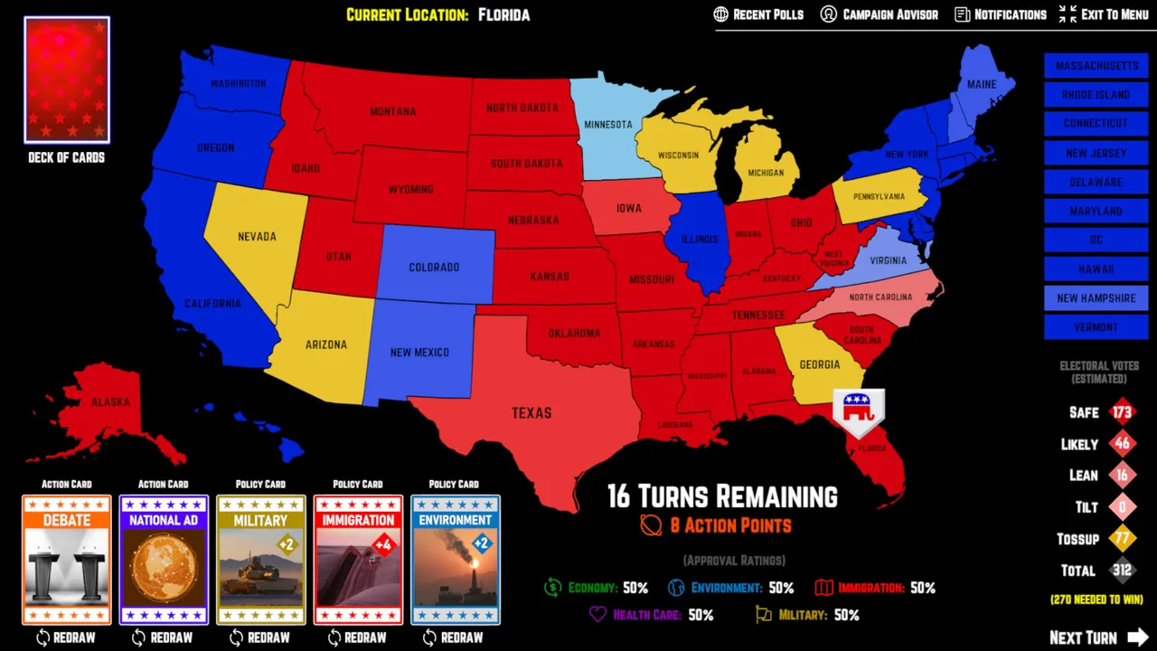 2026 U.S. Election Simulator — vista del entorno