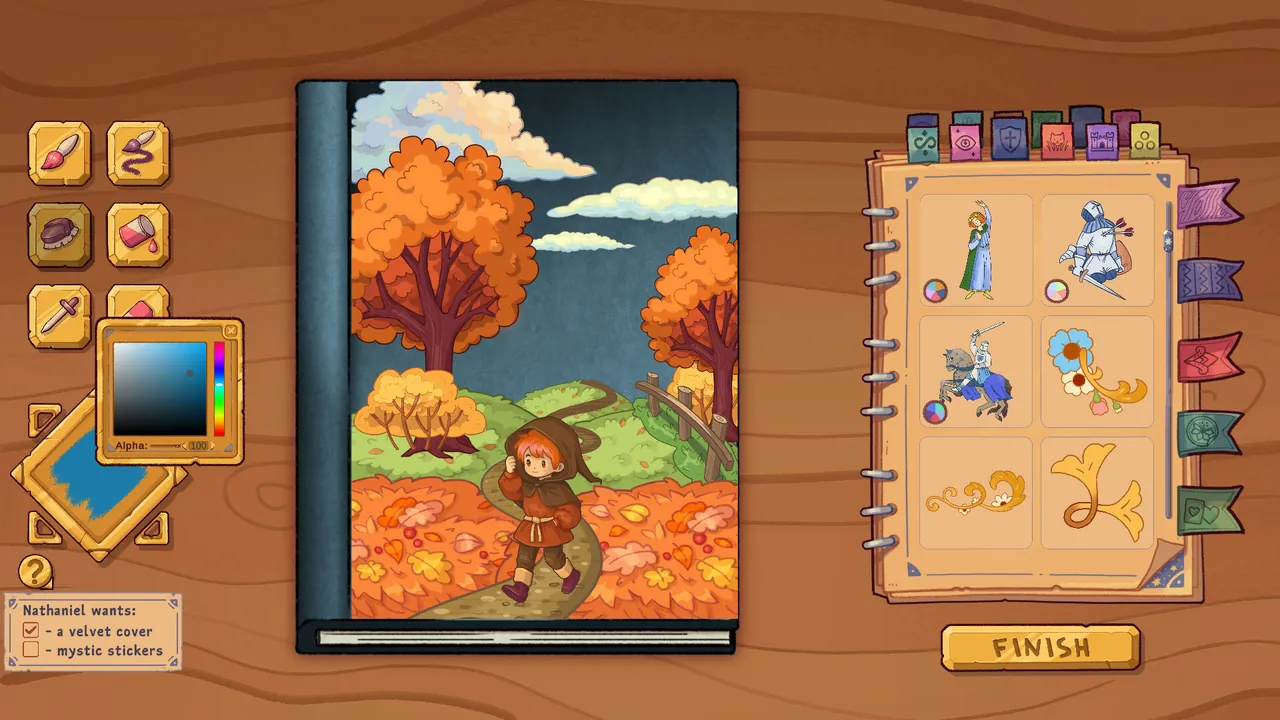Bookbinding – Dark Cozy Sim — combate en juego