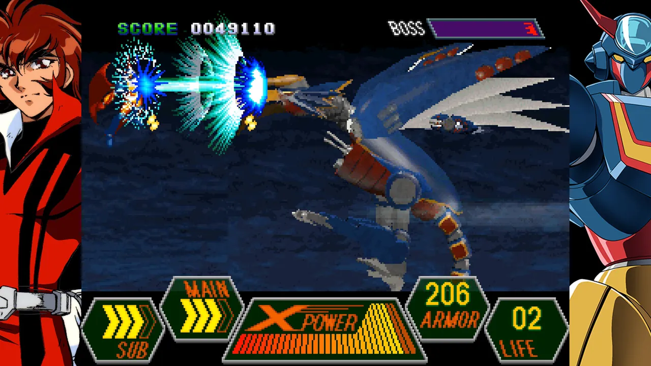 Geppy-X, anime de robots setentero — combate en juego
