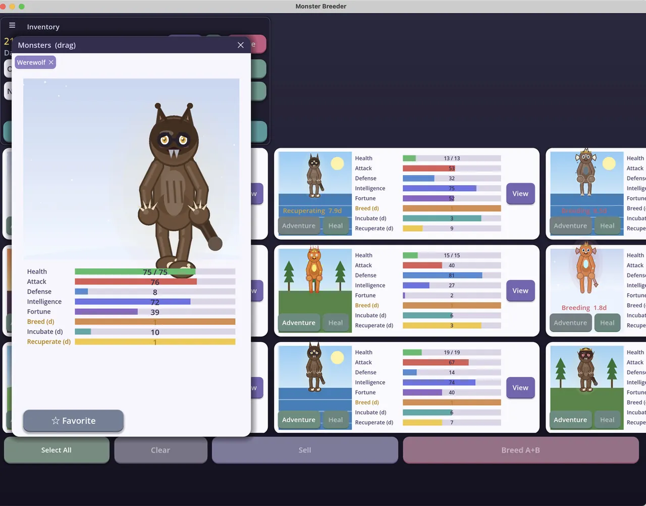 Monster Breeder — exploración