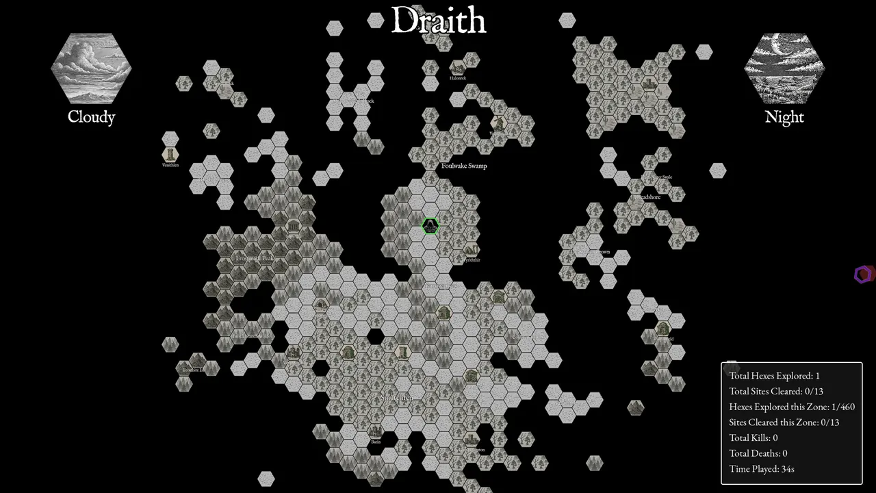 HEXCRAWL — combate en juego